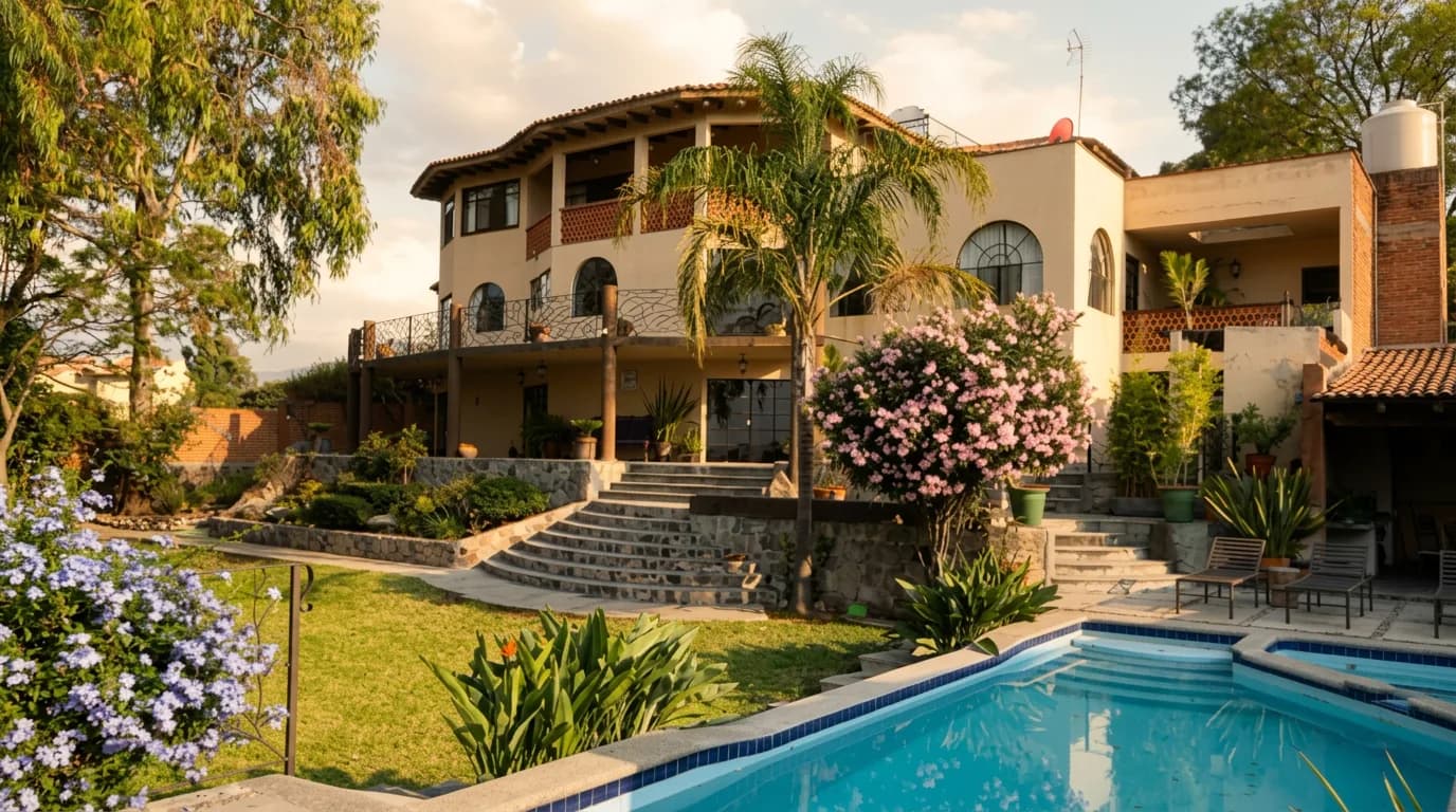 Casa Jazmin backyard and garden overlooking San Miguel de Allende