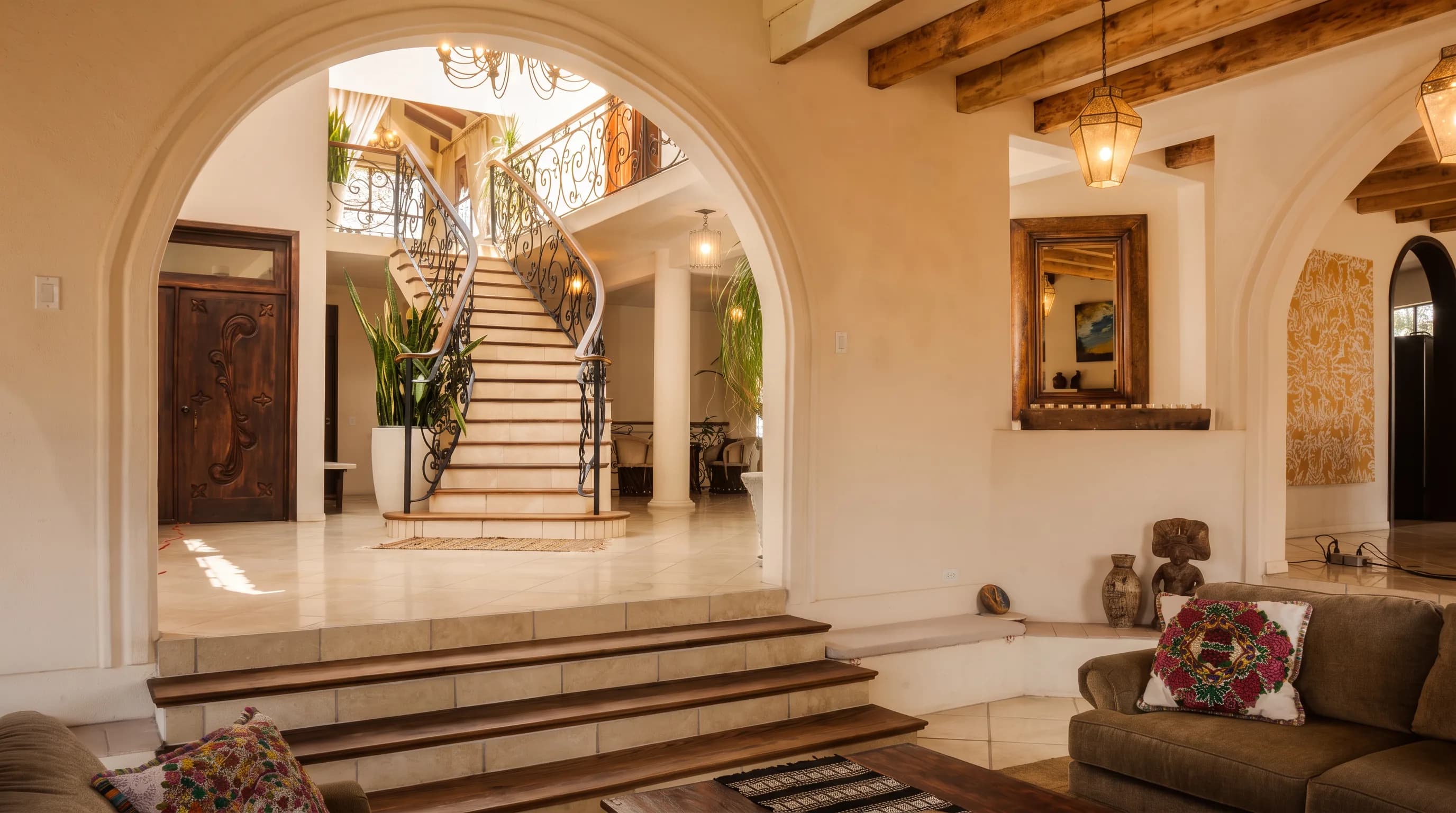 Stone staircase and interior architecture of Casa Jazmin